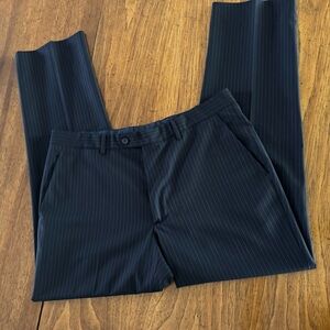 Carolina Herrera Classic Fit Navy Blue & Gray Pinstripes Men's Dress Pants Sz 42